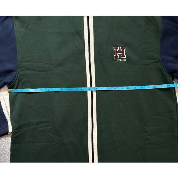 Vintage Tommy Hilfiger Crew Neck Varsity Logo Stripes Green Men Size Large - Picture 7 of 11